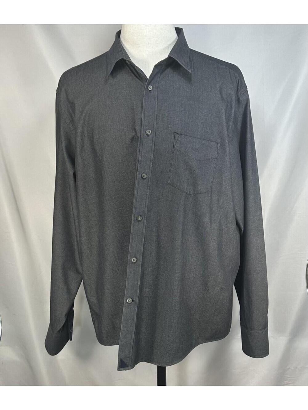 Untuckit 100% Cotton Long Sleeve Button Up Gray Mens 2XL
